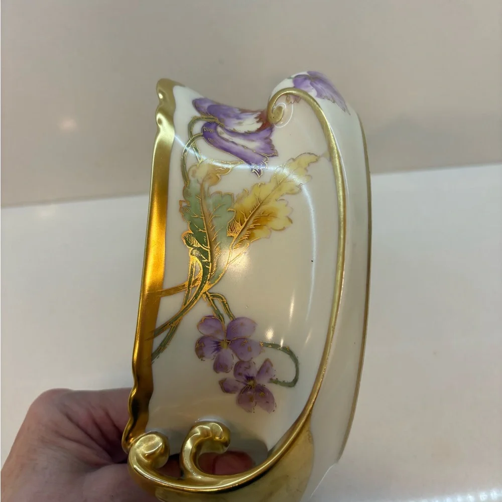 Vintage Rare Find Limoges Gold and Purple Floral Dish with Lid